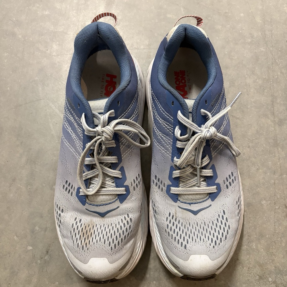 Hoka One One Clifton 6 Womens Size 8 D Blue Gray Lace Running Shoes 1102873 PAMB - Picture 2 of 7